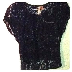 Silver Lined Dark Grey Lace Shirt